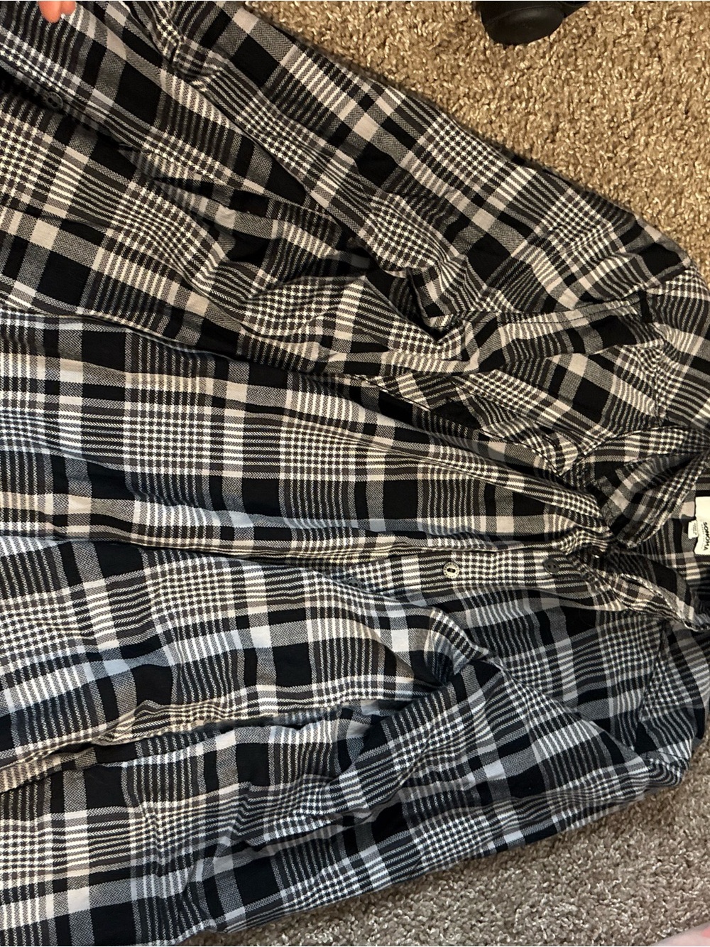 Sonoma Black and White Plaid Button-Down Shirt